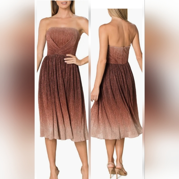 Dress the Population Dresses & Skirts - Dress the Population Nadine Ombré Metallic Strapless Fit & Flare Dress Sz XL